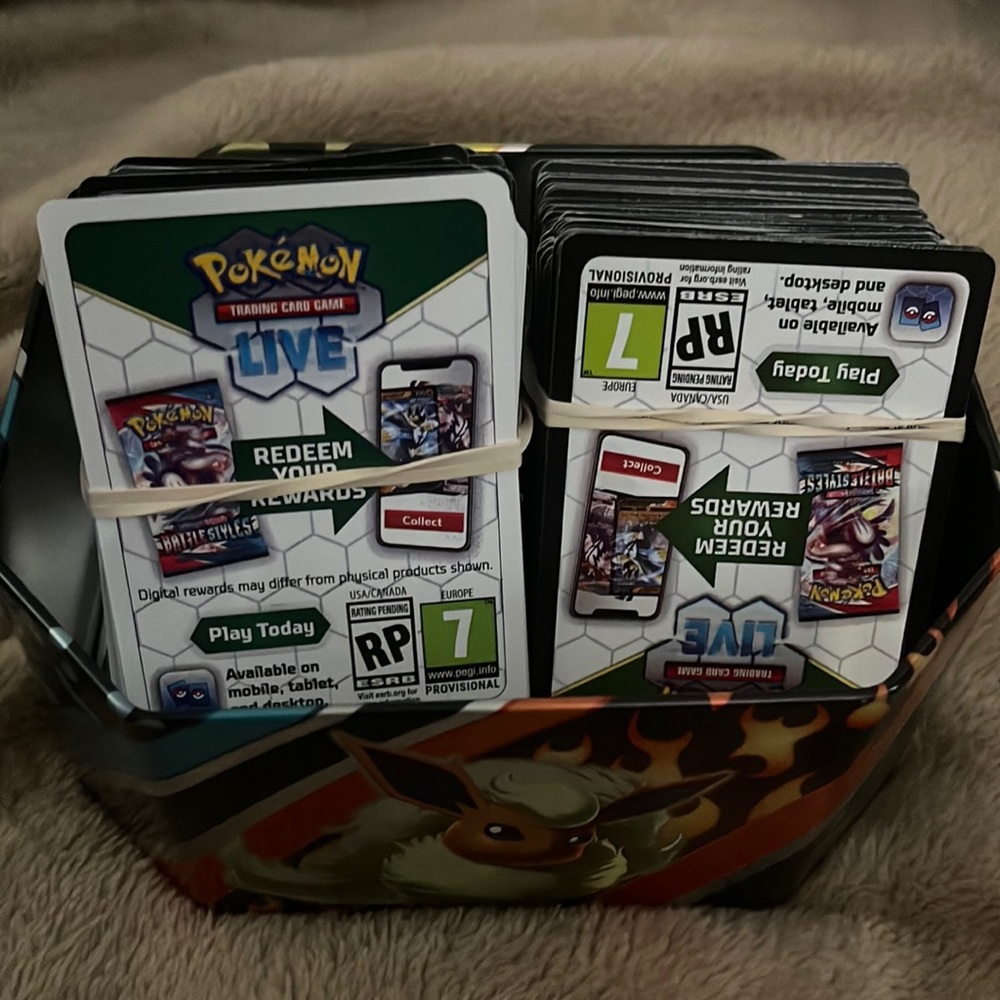 I have of bunch of Pokémon code cards unused don’t play the game total cards 260